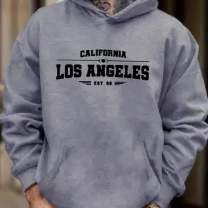 Kaliforniya Los Angeles Sanatsal Mektup Baskı Erkekler Sonbahar Polar Yumuşak Eşofman Moda Ra
