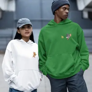 Kaliteli çift sevgili kombini tom ve jerry unisex kapşonlu