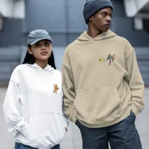 Kaliteli çift sevgili kombini tom ve jerry unisex kapşonlu