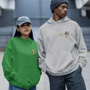 Kaliteli çift sevgili kombini tom ve jerry unisex kapşonlu