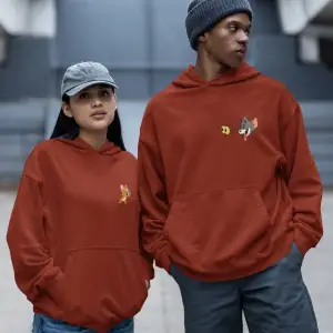 Kaliteli çift sevgili kombini tom ve jerry unisex kapşonlu