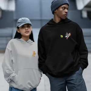 Kaliteli çift sevgili kombini tom ve jerry unisex kapşonlu