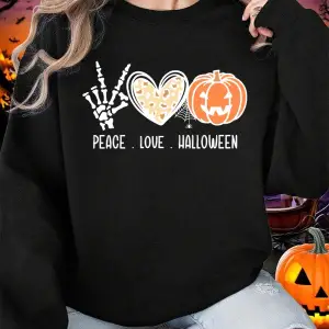 Kalp Kabak Fener Örümcek Web Baskılar Cadılar Bayramı Kazak Kadın Kış Polar Hoodie Crewneck G