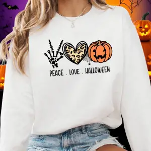 Kalp Kabak Fener Örümcek Web Baskılar Cadılar Bayramı Kazak Kadın Kış Polar Hoodie Crewneck G