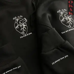 Kalp Kol Baskılı Kapüşonlu Çift Sevgili Kombinleri Couple Clothing Yeni Sezon 2 Adet