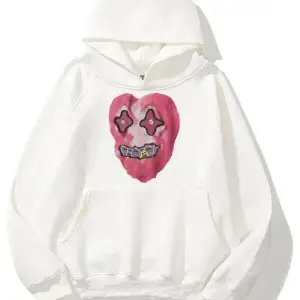 Kalp Unisex Sweatshirt Hoodie Beyaz