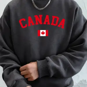 Kanada Baskılı Bayraklı Erkek Kapüşonlu Üstleri Sonbahar Bol Sweatshirt Hip Hop Yuvarlak Yaka