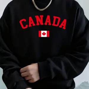 Kanada Baskılı Bayraklı Erkek Kapüşonlu Üstleri Sonbahar Bol Sweatshirt Hip Hop Yuvarlak Yaka