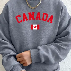 Kanada Baskılı Bayraklı Erkek Kapüşonlu Üstleri Sonbahar Bol Sweatshirt Hip Hop Yuvarlak Yaka