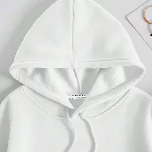 Kanguru Cepli İpli Kapşonlu Beyaz