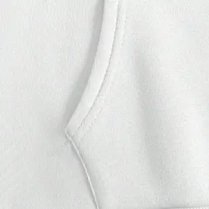 Kanguru Cepli İpli Kapşonlu Beyaz