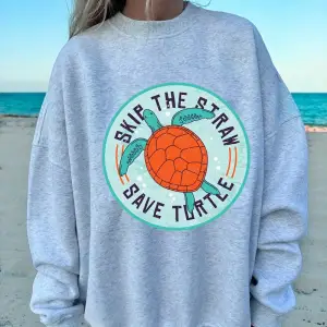 Kaplumbağa Baskı Tişörtü Kadın Sonbahar Kış Polar Sıcak Hoodies O-Boyun Gevşek Kazak Temeller