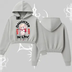 Kapşonlu Crop Sweatshirt Anime Girl Daughter In Law Baskılı