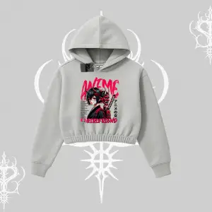 Kapşonlu Crop Sweatshirt Anime Girlfriend Kırmızı