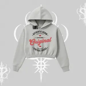 Kapşonlu Crop Sweatshirt Authentic Denim Original