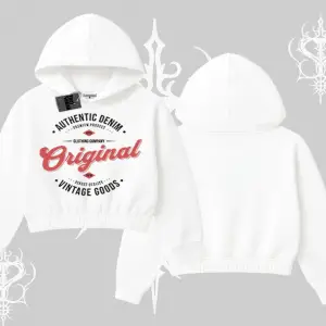 Kapşonlu Crop Sweatshirt Authentic Denim Original