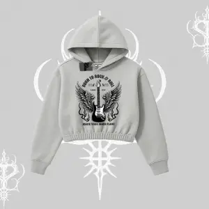 Kapşonlu Crop Sweatshirt Born to Rock Eternal Flame Legacy