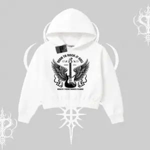 Kapşonlu Crop Sweatshirt Born to Rock Eternal Flame Legacy