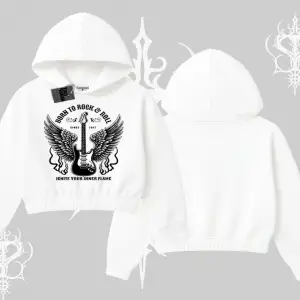 Kapşonlu Crop Sweatshirt Born to Rock Eternal Flame Legacy