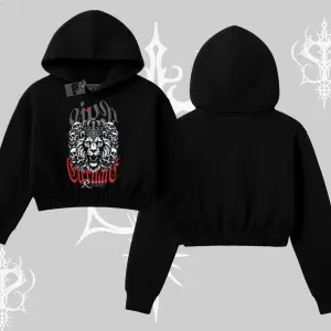 Kapşonlu Crop Sweatshirt Crowned Lion Rock Authority Myth