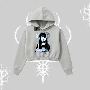 Kapşonlu Crop Sweatshirt Cyber Y2K Anime Girl Street Sound Aesthetic