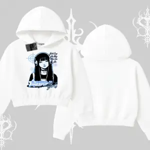 Kapşonlu Crop Sweatshirt Cyber Y2K Anime Girl Street Sound Aesthetic