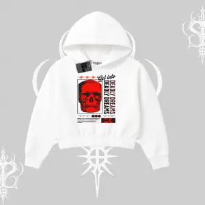 Kapşonlu Crop Sweatshirt Deadly Dreams Skull Redcore Street Manifest