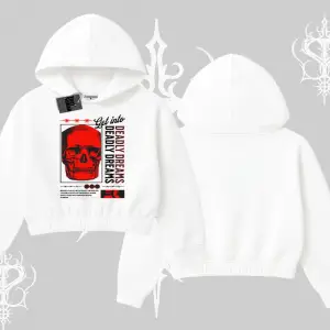 Kapşonlu Crop Sweatshirt Deadly Dreams Skull Redcore Street Manifest
