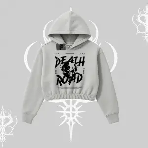 Kapşonlu Crop Sweatshirt Death Road Memento Mori Street Manifest