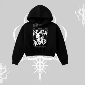 Kapşonlu Crop Sweatshirt Death Road Memento Mori Street Manifest