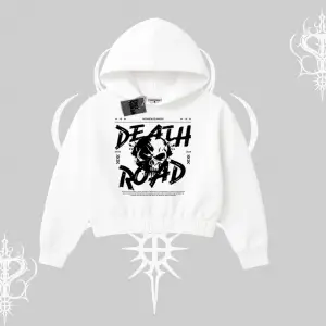 Kapşonlu Crop Sweatshirt Death Road Memento Mori Street Manifest