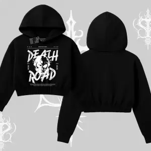 Kapşonlu Crop Sweatshirt Death Road Memento Mori Street Manifest