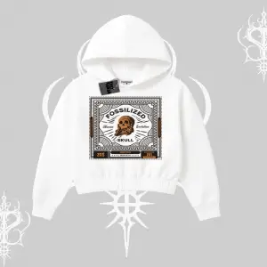 Kapşonlu Crop Sweatshirt Fossilized Skull Underground Archive