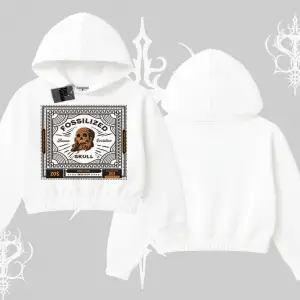 Kapşonlu Crop Sweatshirt Fossilized Skull Underground Archive