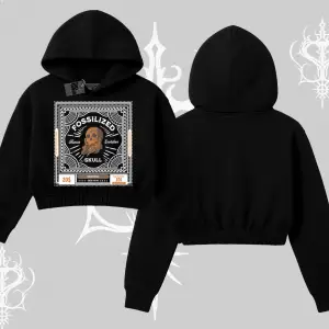 Kapşonlu Crop Sweatshirt Fossilized Skull Underground Archive