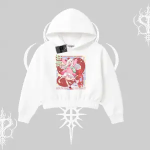 Kapşonlu Crop Sweatshirt Madness Unleashed Anime Girl Baskılı