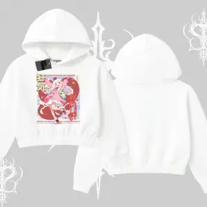 Kapşonlu Crop Sweatshirt Madness Unleashed Anime Girl Baskılı