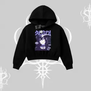 Kapşonlu Crop Sweatshirt Neo Tokyo Girl Y2K Street Anime Aesthetic