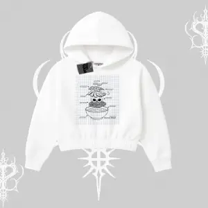 Kapşonlu Crop Sweatshirt Noodle Theory Hand Drawn Concept