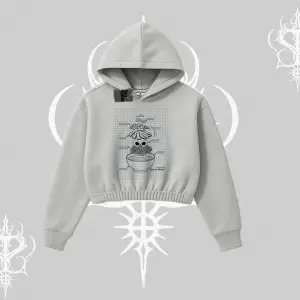 Kapşonlu Crop Sweatshirt Noodle Theory Hand Drawn Concept