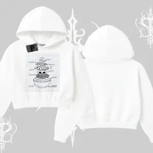 Kapşonlu Crop Sweatshirt Noodle Theory Hand Drawn Concept