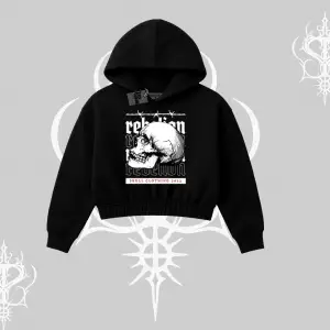 Kapşonlu Crop Sweatshirt Rebellion Skull Underground Street Legacy