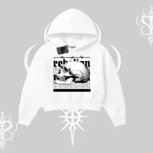 Kapşonlu Crop Sweatshirt Rebellion Skull Underground Street Legacy