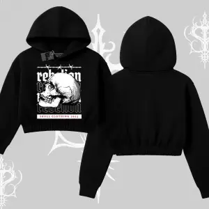 Kapşonlu Crop Sweatshirt Rebellion Skull Underground Street Legacy