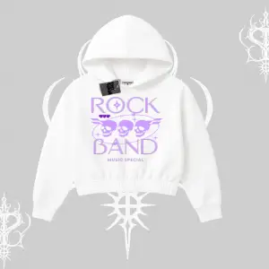 Kapşonlu Crop Sweatshirt Rock Band Street Noise Culture