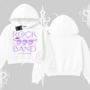 Kapşonlu Crop Sweatshirt Rock Band Street Noise Culture