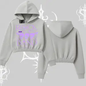 Kapşonlu Crop Sweatshirt Rock Band Street Noise Culture