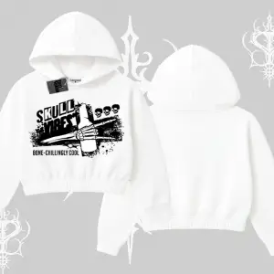 Kapşonlu Crop Sweatshirt Skull Impact Bone Chilling Street Icon