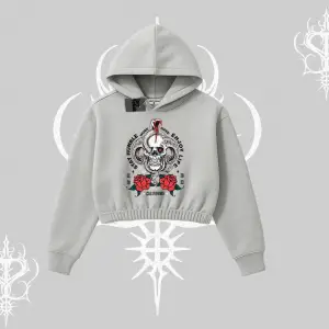 Kapşonlu Crop Sweatshirt Stay Humble Work Hard Enjoy Life