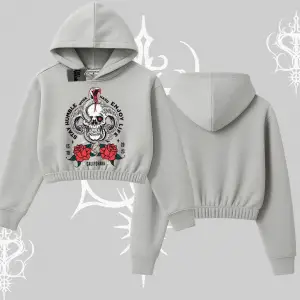 Kapşonlu Crop Sweatshirt Stay Humble Work Hard Enjoy Life